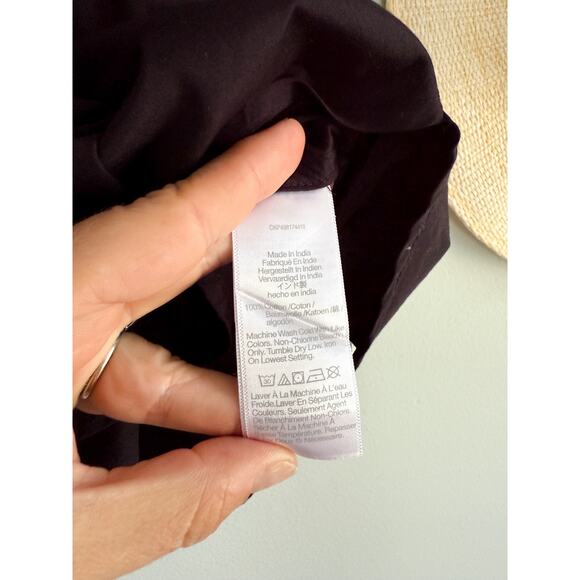 Madewell | NWT | Poplin Shirred Button-Up Shirt in Jet Black | Sz M - Picture 8 of 11